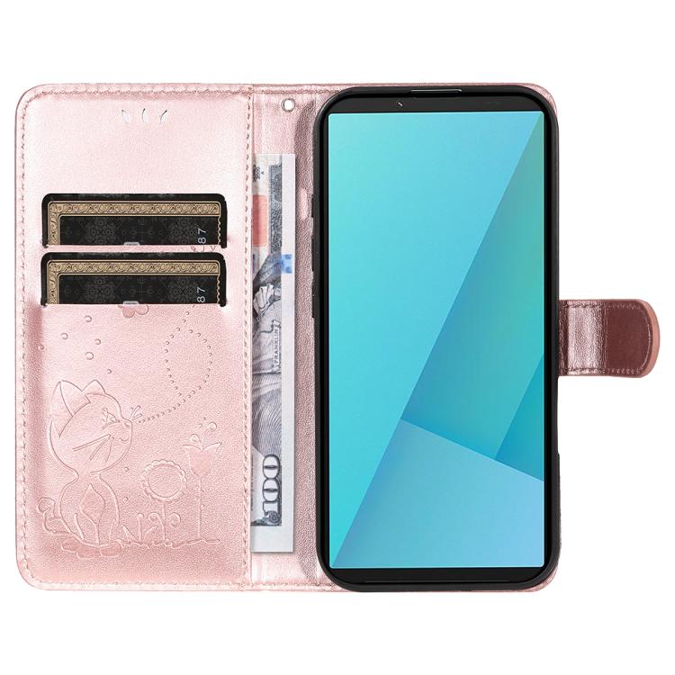 For Sony Xperia 10 VII Cat Bee Embossing Pattern Shockproof Leather Case