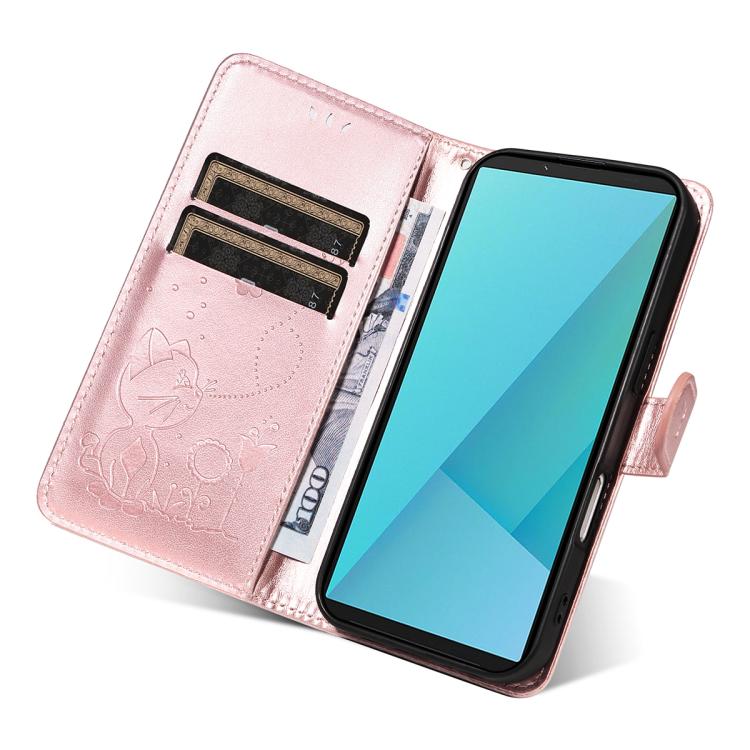 For Sony Xperia 10 VII Cat Bee Embossing Pattern Shockproof Leather Case