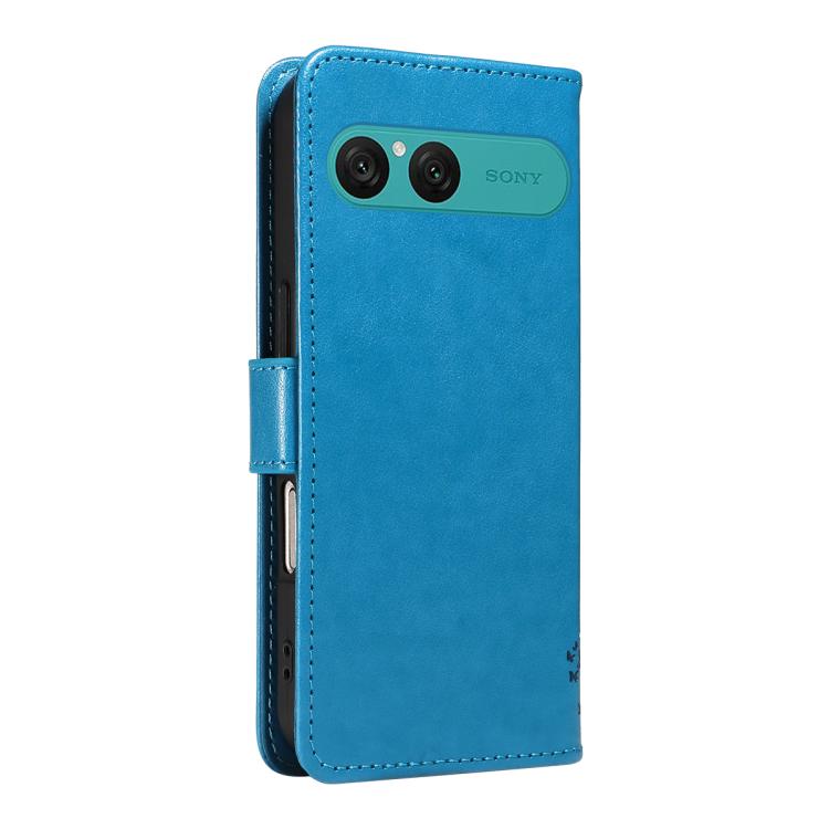 For Sony Xperia 10 VII Tree & Cat Embossed Pattern Flip Leather Phone Case