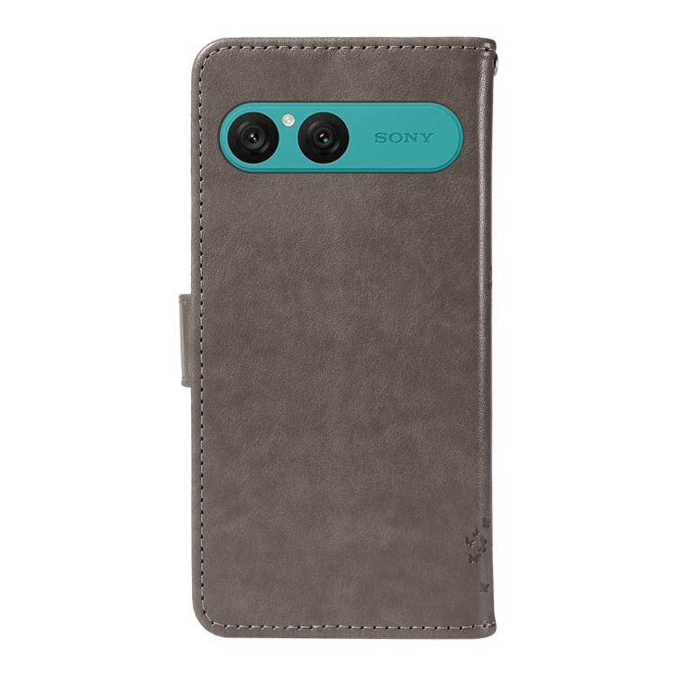 For Sony Xperia 10 VII Tree & Cat Embossed Pattern Flip Leather Phone Case