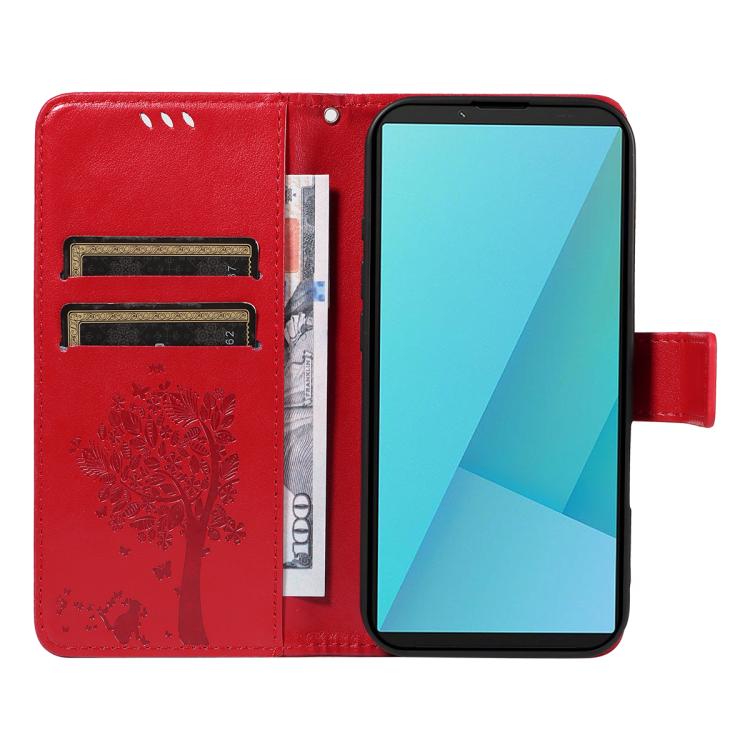 For Sony Xperia 10 VII Tree & Cat Embossed Pattern Flip Leather Phone Case