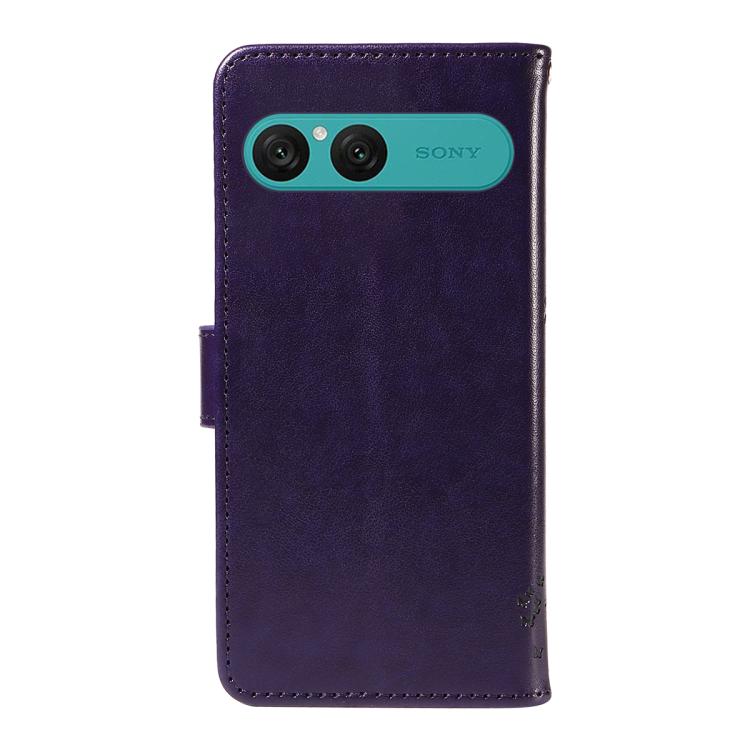 For Sony Xperia 10 VII Tree & Cat Embossed Pattern Flip Leather Phone Case