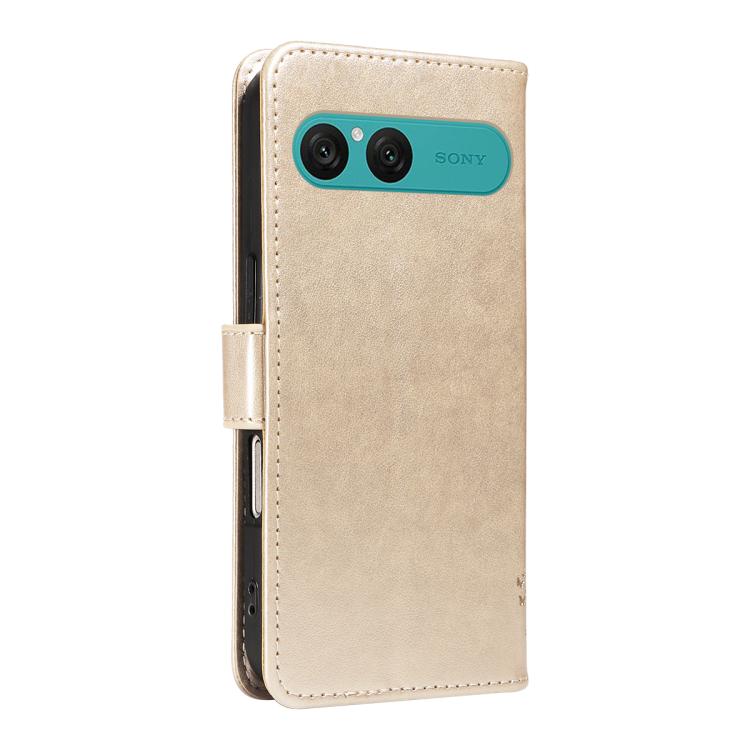 For Sony Xperia 10 VII Tree & Cat Embossed Pattern Flip Leather Phone Case