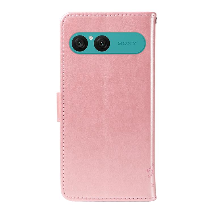 For Sony Xperia 10 VII Tree & Cat Embossed Pattern Flip Leather Phone Case