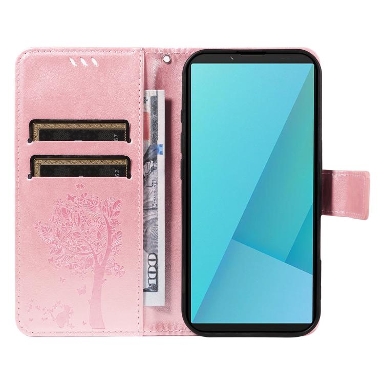 For Sony Xperia 10 VII Tree & Cat Embossed Pattern Flip Leather Phone Case