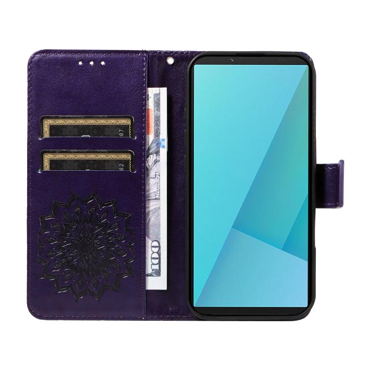 For Sony Xperia 10 VII Embossed Sunflower Pattern Flip Leather Phone Case