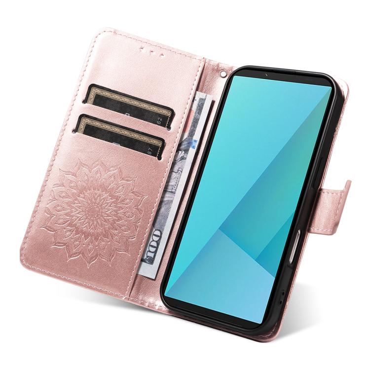 For Sony Xperia 10 VII Embossed Sunflower Pattern Flip Leather Phone Case