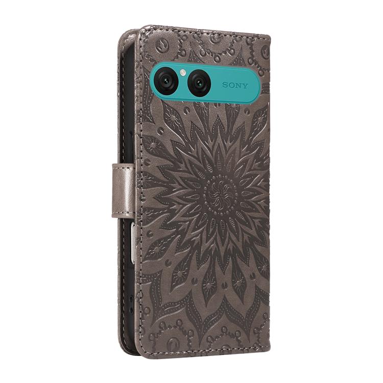 For Sony Xperia 10 VII Embossed Sunflower Pattern Flip Leather Phone Case