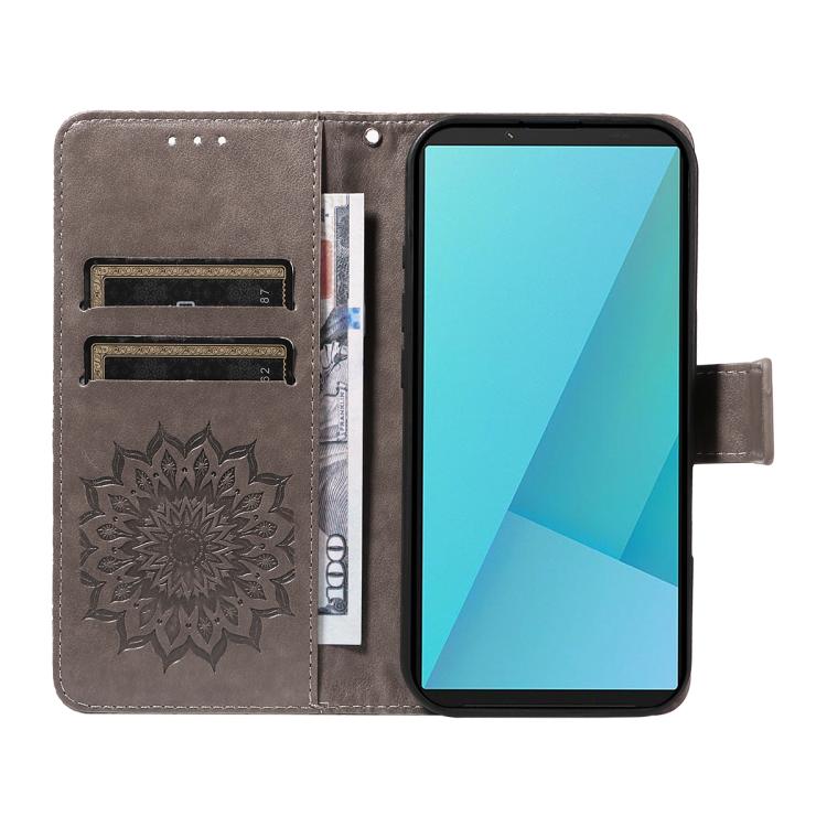 For Sony Xperia 10 VII Embossed Sunflower Pattern Flip Leather Phone Case