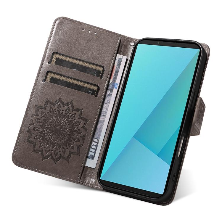 For Sony Xperia 10 VII Embossed Sunflower Pattern Flip Leather Phone Case