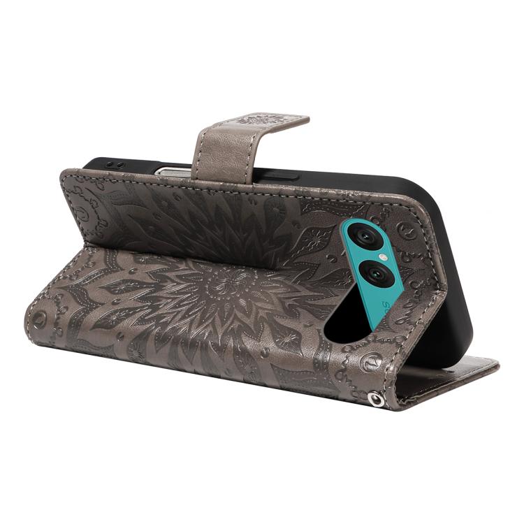 For Sony Xperia 10 VII Embossed Sunflower Pattern Flip Leather Phone Case