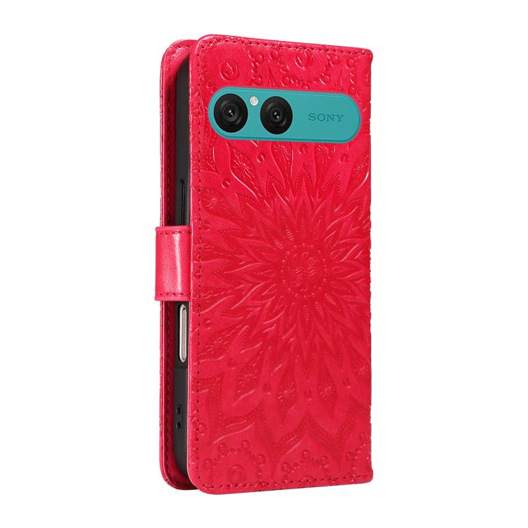 For Sony Xperia 10 VII Embossed Sunflower Pattern Flip Leather Phone Case