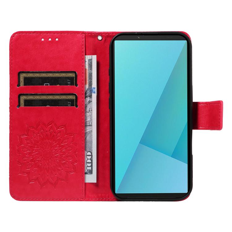 For Sony Xperia 10 VII Embossed Sunflower Pattern Flip Leather Phone Case