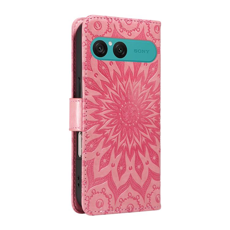 For Sony Xperia 10 VII Embossed Sunflower Pattern Flip Leather Phone Case