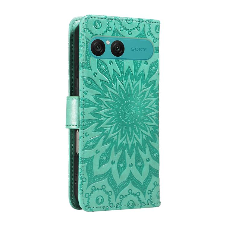 For Sony Xperia 10 VII Embossed Sunflower Pattern Flip Leather Phone Case