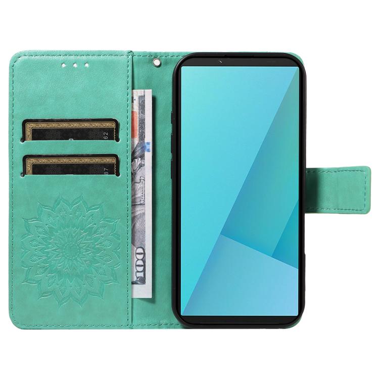 For Sony Xperia 10 VII Embossed Sunflower Pattern Flip Leather Phone Case