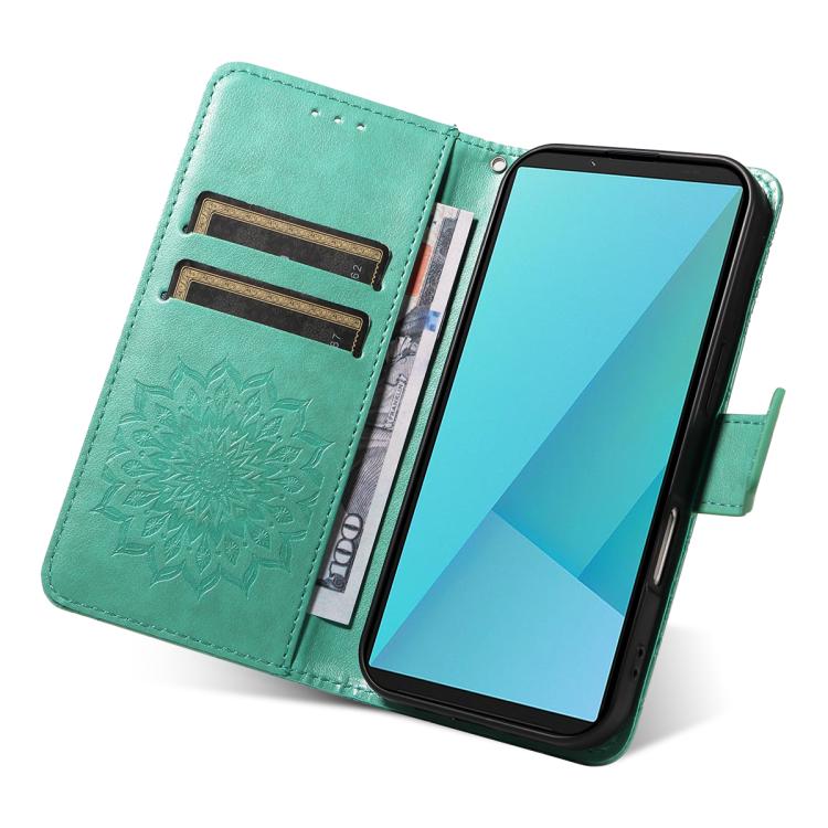 For Sony Xperia 10 VII Embossed Sunflower Pattern Flip Leather Phone Case