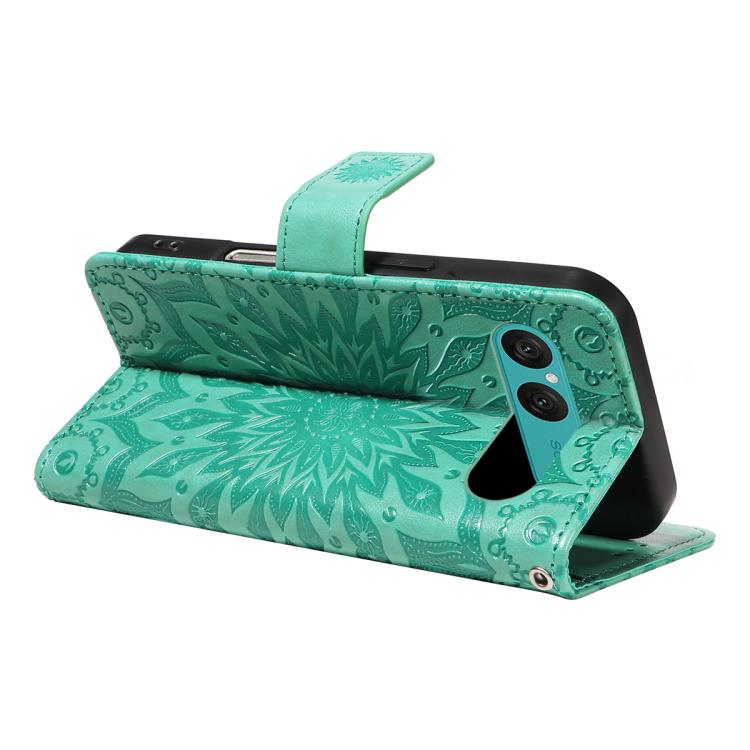 For Sony Xperia 10 VII Embossed Sunflower Pattern Flip Leather Phone Case