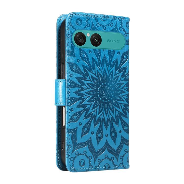 For Sony Xperia 10 VII Embossed Sunflower Pattern Flip Leather Phone Case