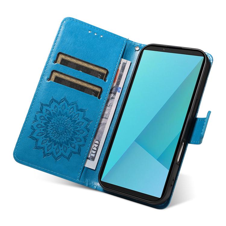 For Sony Xperia 10 VII Embossed Sunflower Pattern Flip Leather Phone Case