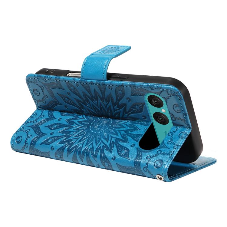 For Sony Xperia 10 VII Embossed Sunflower Pattern Flip Leather Phone Case