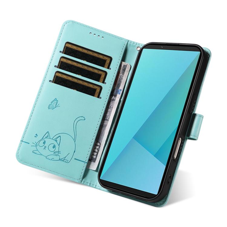 For Sony Xperia 10 VII Adorable Cat Embossed Pattern Flip Leather Phone Case