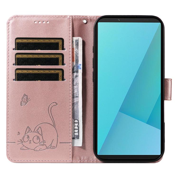 For Sony Xperia 10 VII Adorable Cat Embossed Pattern Flip Leather Phone Case