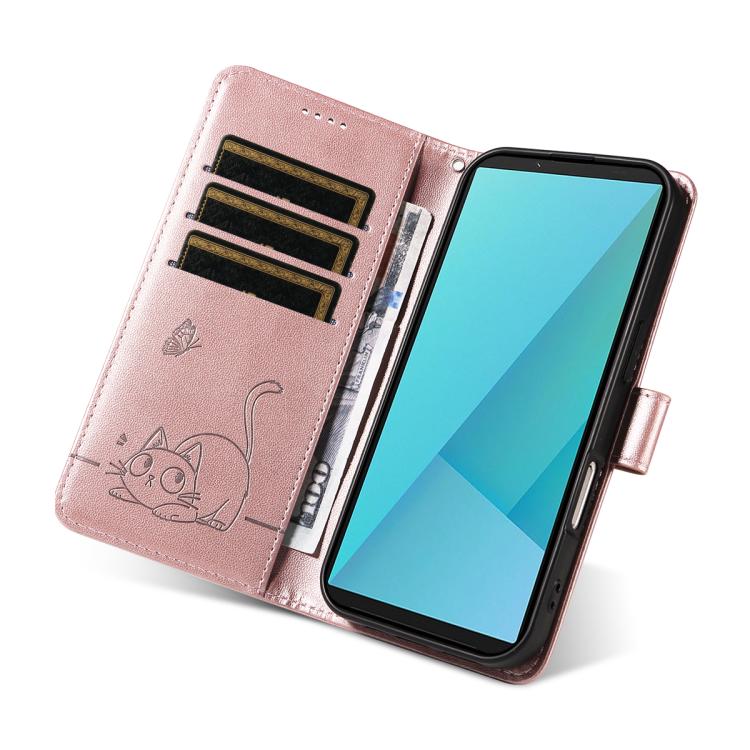 For Sony Xperia 10 VII Adorable Cat Embossed Pattern Flip Leather Phone Case