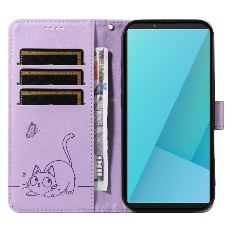 For Sony Xperia 10 VII Adorable Cat Embossed Pattern Flip Leather Phone Case