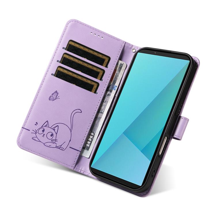 For Sony Xperia 10 VII Adorable Cat Embossed Pattern Flip Leather Phone Case