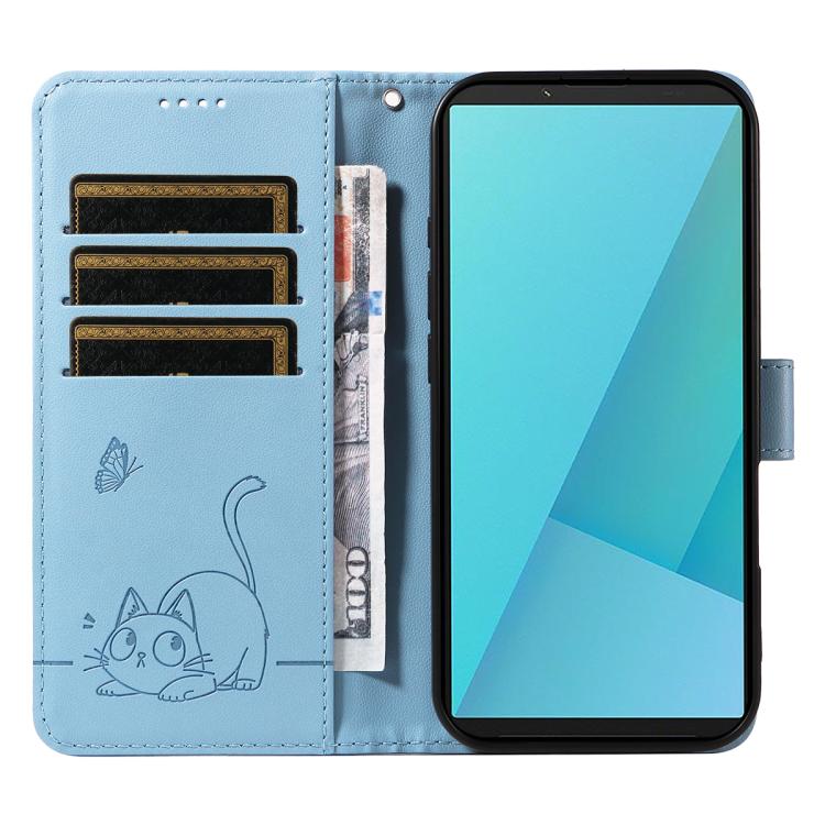 For Sony Xperia 10 VII Adorable Cat Embossed Pattern Flip Leather Phone Case