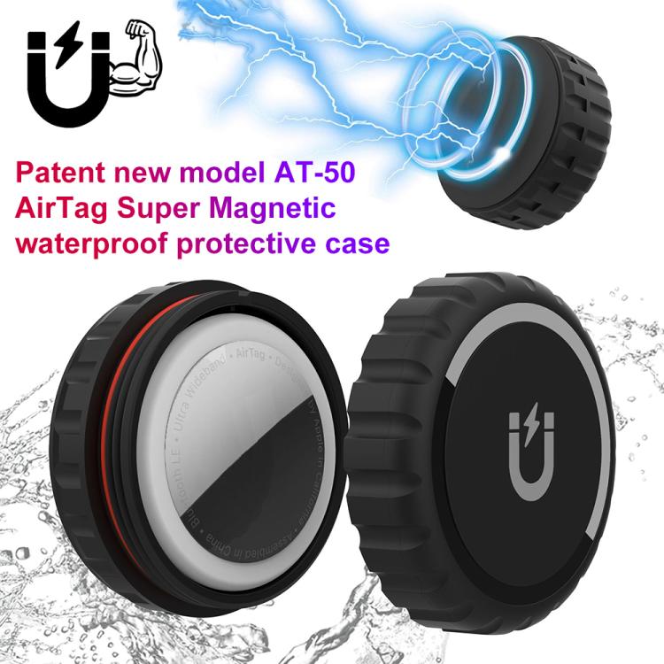 For AirTag 2nd Gen / AirTag 1st Gen XDcase Strong Magnetic Waterproof PC Protective Case - Black