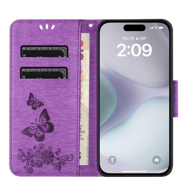 For iPhone 17 Butterfly Embossed Flip Leather Phone Case