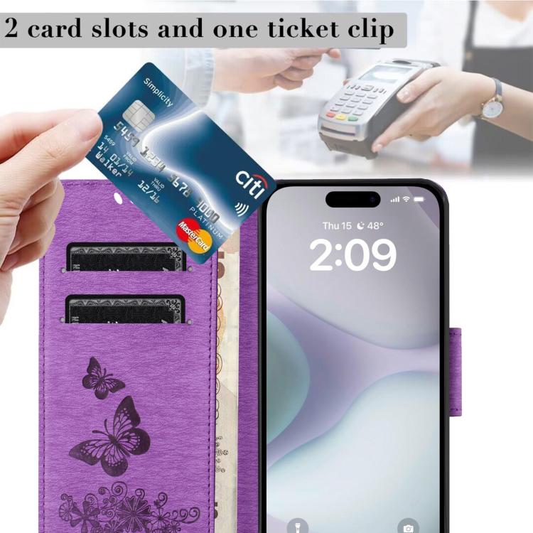 For iPhone 17 Butterfly Embossed Flip Leather Phone Case