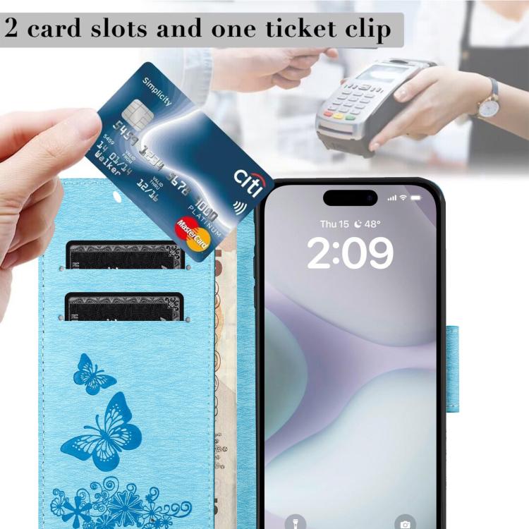 For iPhone 17 Butterfly Embossed Flip Leather Phone Case