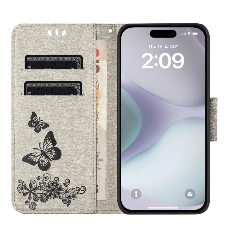 For iPhone 17 Butterfly Embossed Flip Leather Phone Case