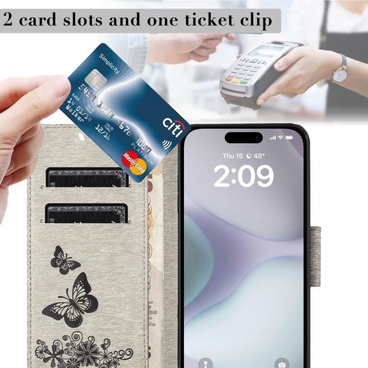 For iPhone 17 Butterfly Embossed Flip Leather Phone Case