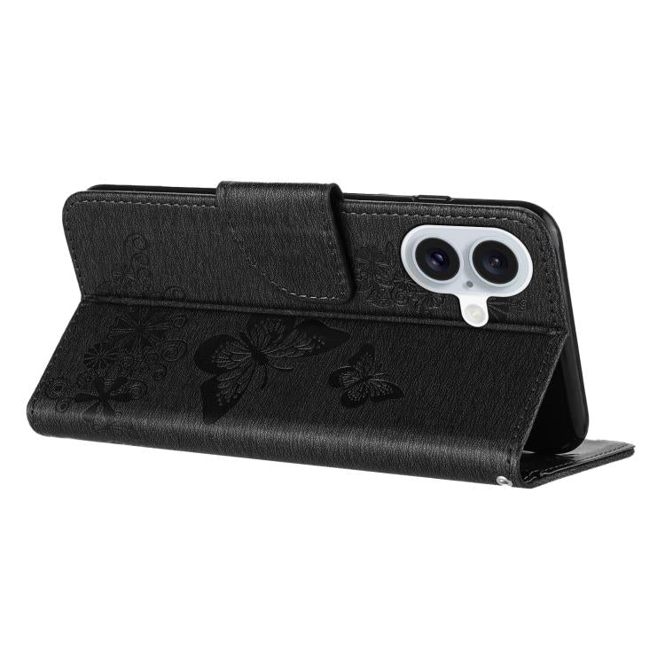 For iPhone 17 Butterfly Embossed Flip Leather Phone Case