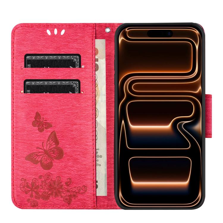 For iPhone 17 Pro Butterfly Embossed Flip Leather Phone Case