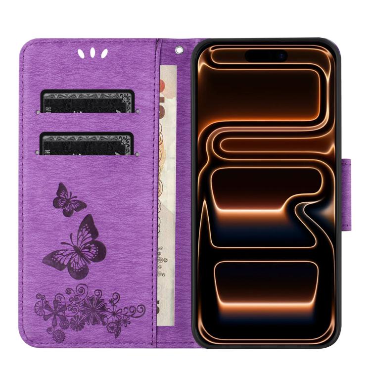 For iPhone 17 Pro Max Butterfly Embossed Flip Leather Phone Case