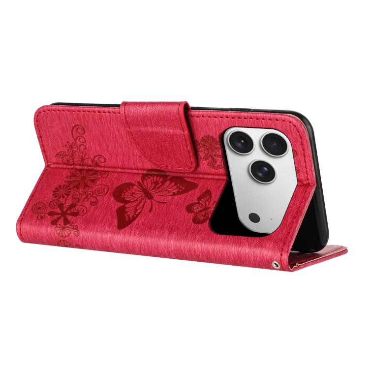 For iPhone 17 Pro Max Butterfly Embossed Flip Leather Phone Case
