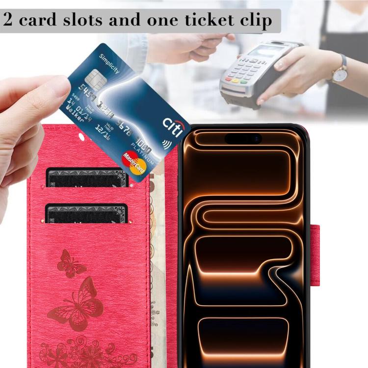 For iPhone 17 Pro Max Butterfly Embossed Flip Leather Phone Case