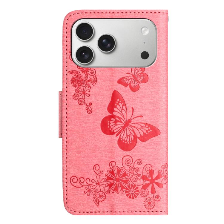 For iPhone 17 Pro Max Butterfly Embossed Flip Leather Phone Case