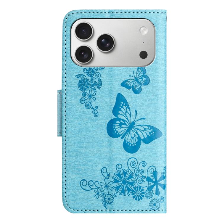 For iPhone 17 Pro Max Butterfly Embossed Flip Leather Phone Case