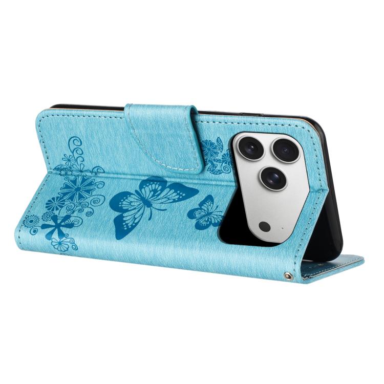 For iPhone 17 Pro Max Butterfly Embossed Flip Leather Phone Case