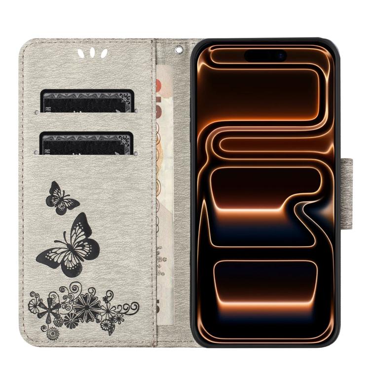 For iPhone 17 Pro Max Butterfly Embossed Flip Leather Phone Case