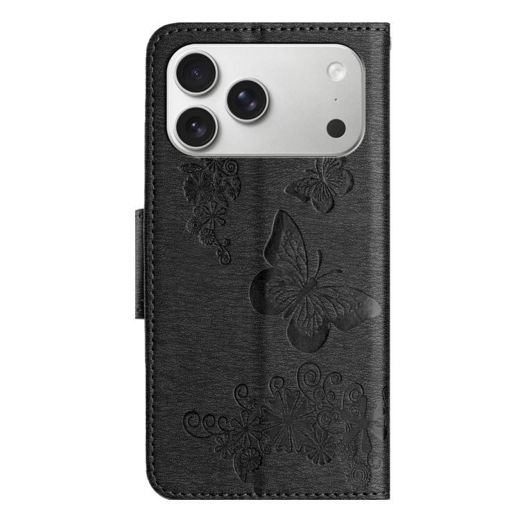 For iPhone 17 Pro Max Butterfly Embossed Flip Leather Phone Case