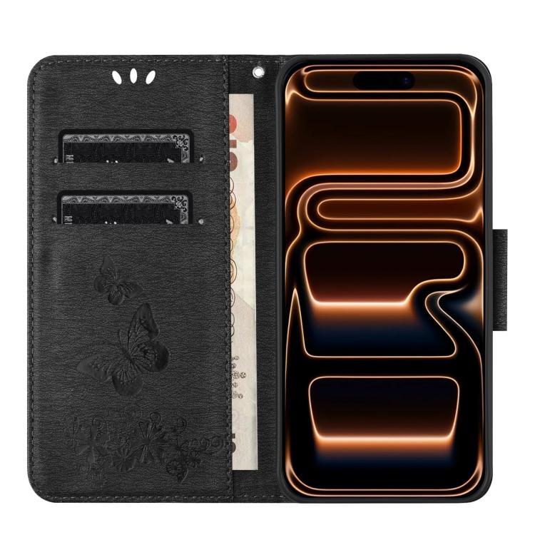 For iPhone 17 Pro Max Butterfly Embossed Flip Leather Phone Case