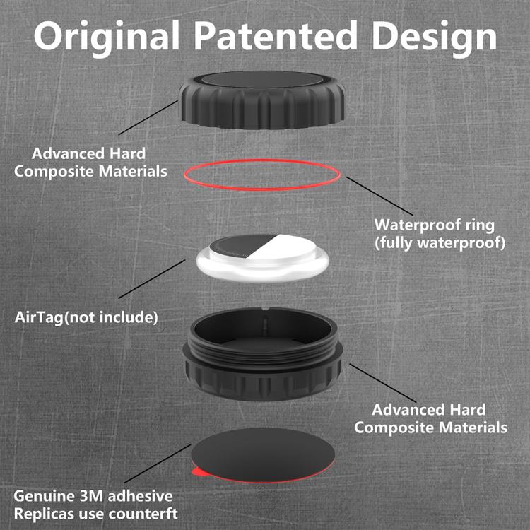 For AirTag 2nd Gen / AirTag 1st Gen XDcase Adhesive Paste Waterproof PC Protective Case - Black