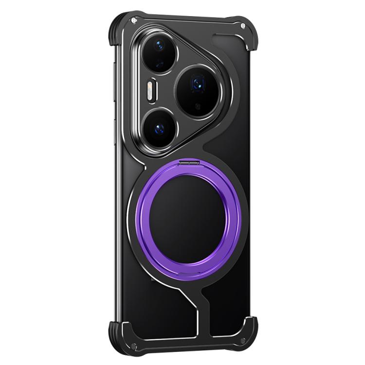 For Huawei Pura 80 Pro 5G Armor Alloy Borderless Car Magnetic Holder Metal Phone Case